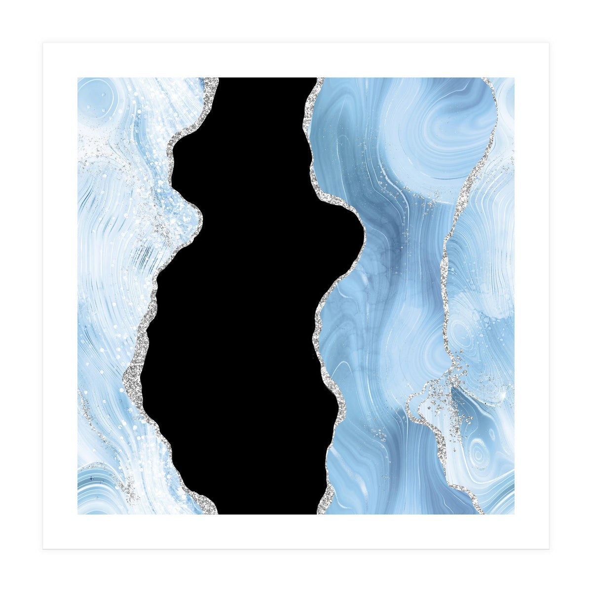 Blue & Silver Agate Glitter Texture 02 (Print Only)