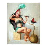 Pinup Sexy Girl Performing A Trick (Print Only) thumbnail