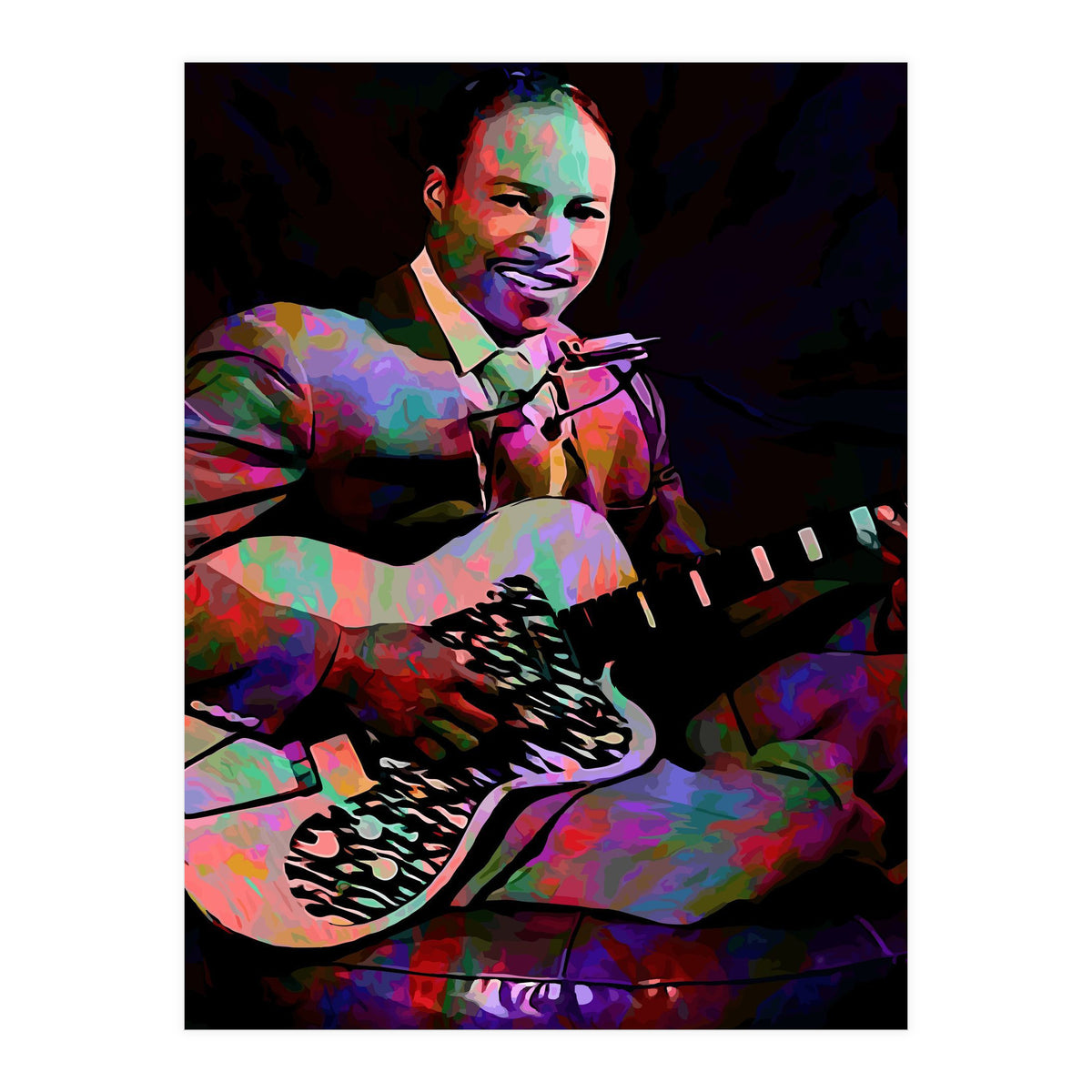 Jimmy Reed American BLues Musician Legend Colorful (Print Only)