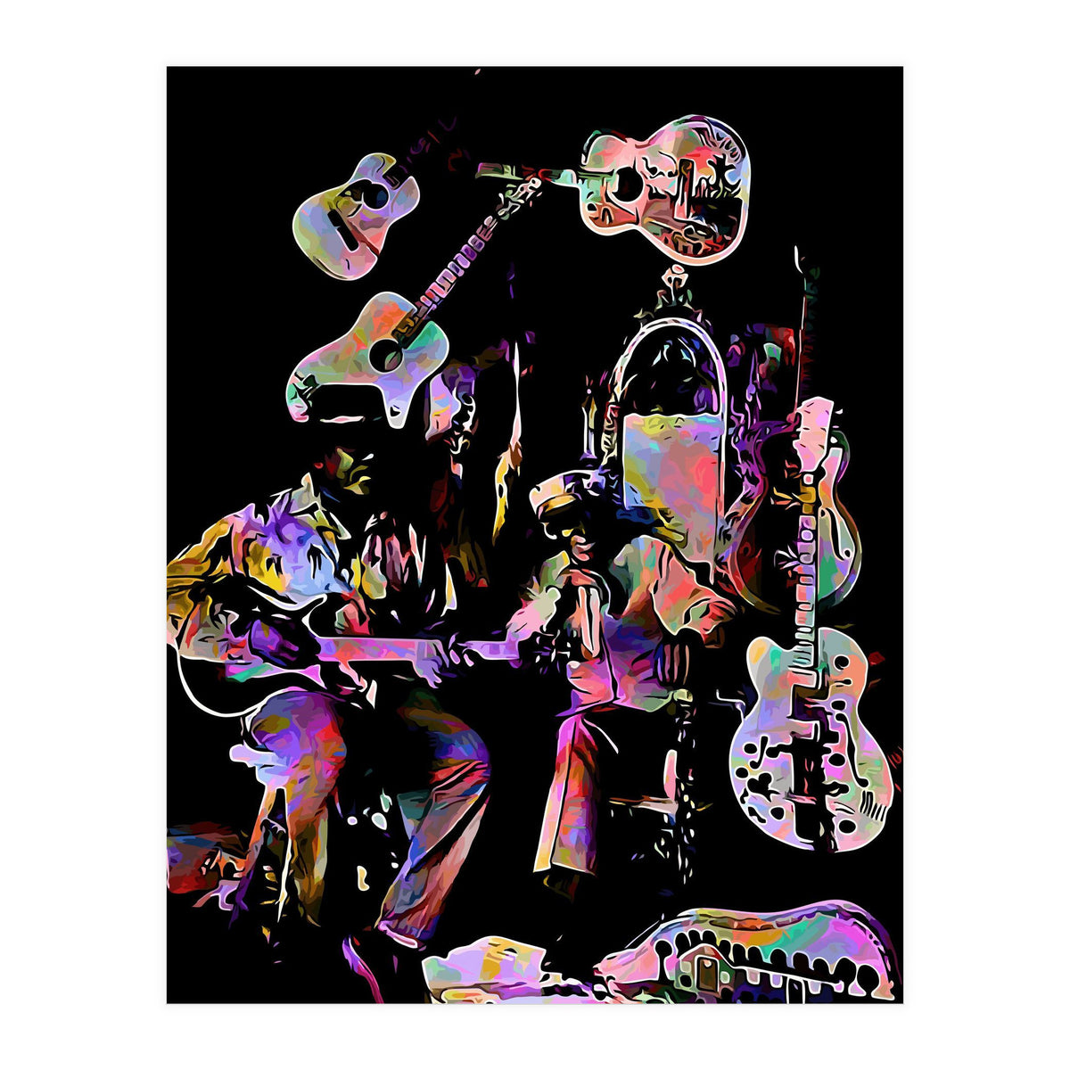 Cool John Ferguson And Captain Luke Blues Musician Legend Colorful (Print Only)