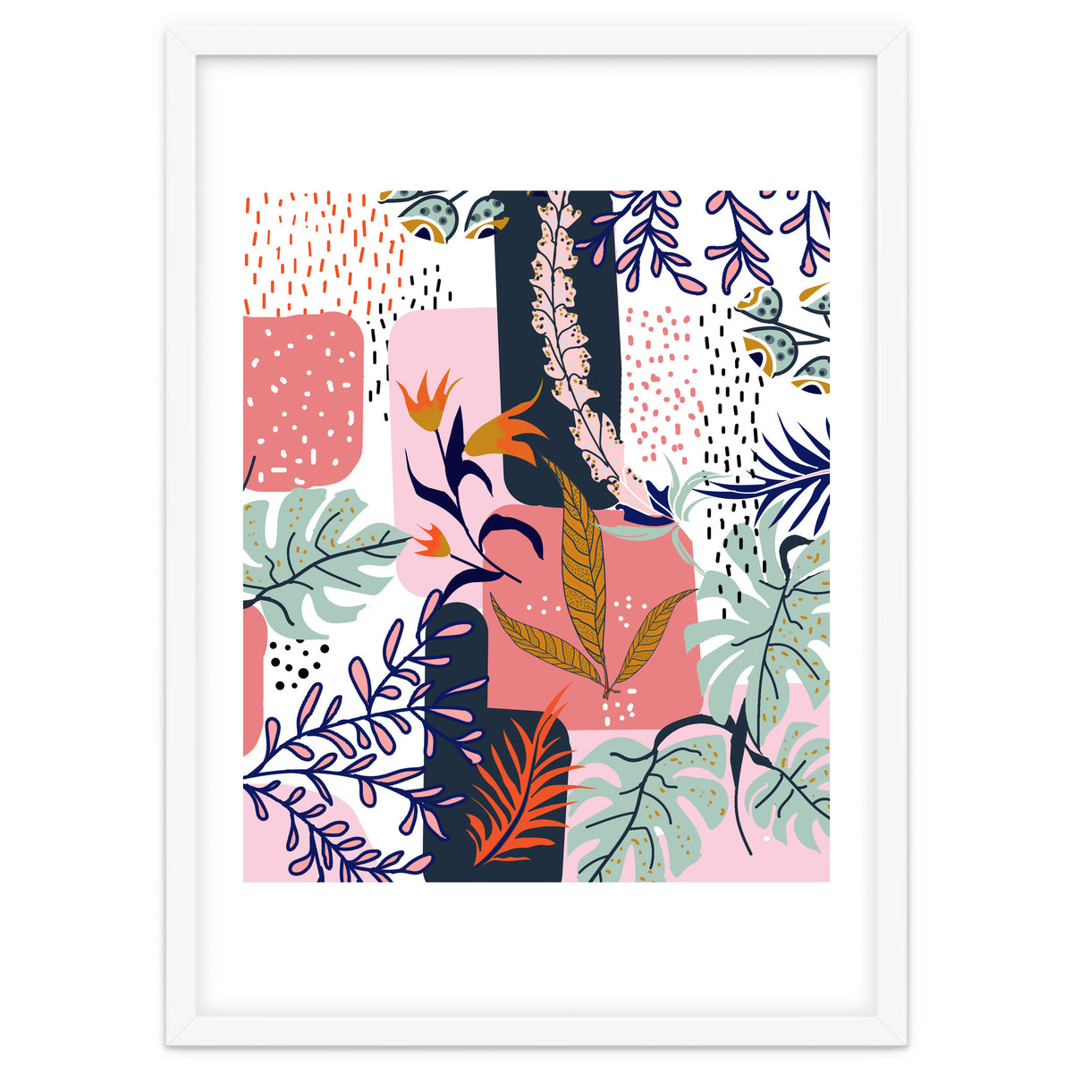 Mood | Abstract Chic Modern Bohemian Painting | Contemporary Eclectic Blush Botanical Nature