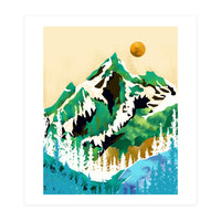 Grass Is Greener Wherever It Is Loved Positivity Nature Landscape Snow, Winter Mountains Painting Forest, Wild Travel Adventure (Print Only)