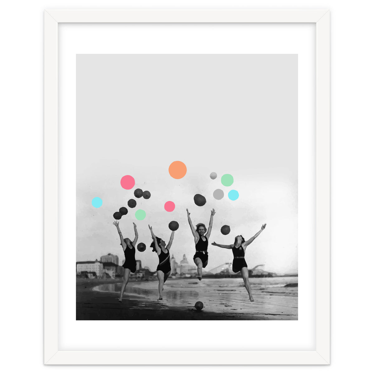 Vintage Women Black & White Photography Balloons Freedom Feminism Women's Rights Individuality