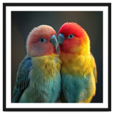 Lovebirds Perched Together Vivid Colors thumbnail