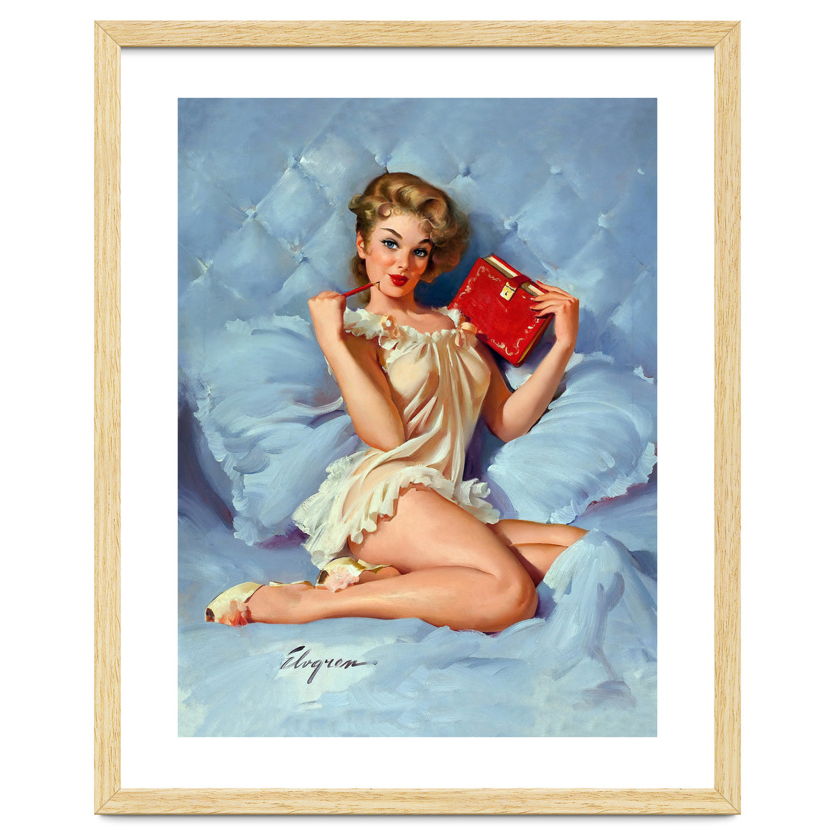 Pinup Sexy Girl Posing With Her Red Book