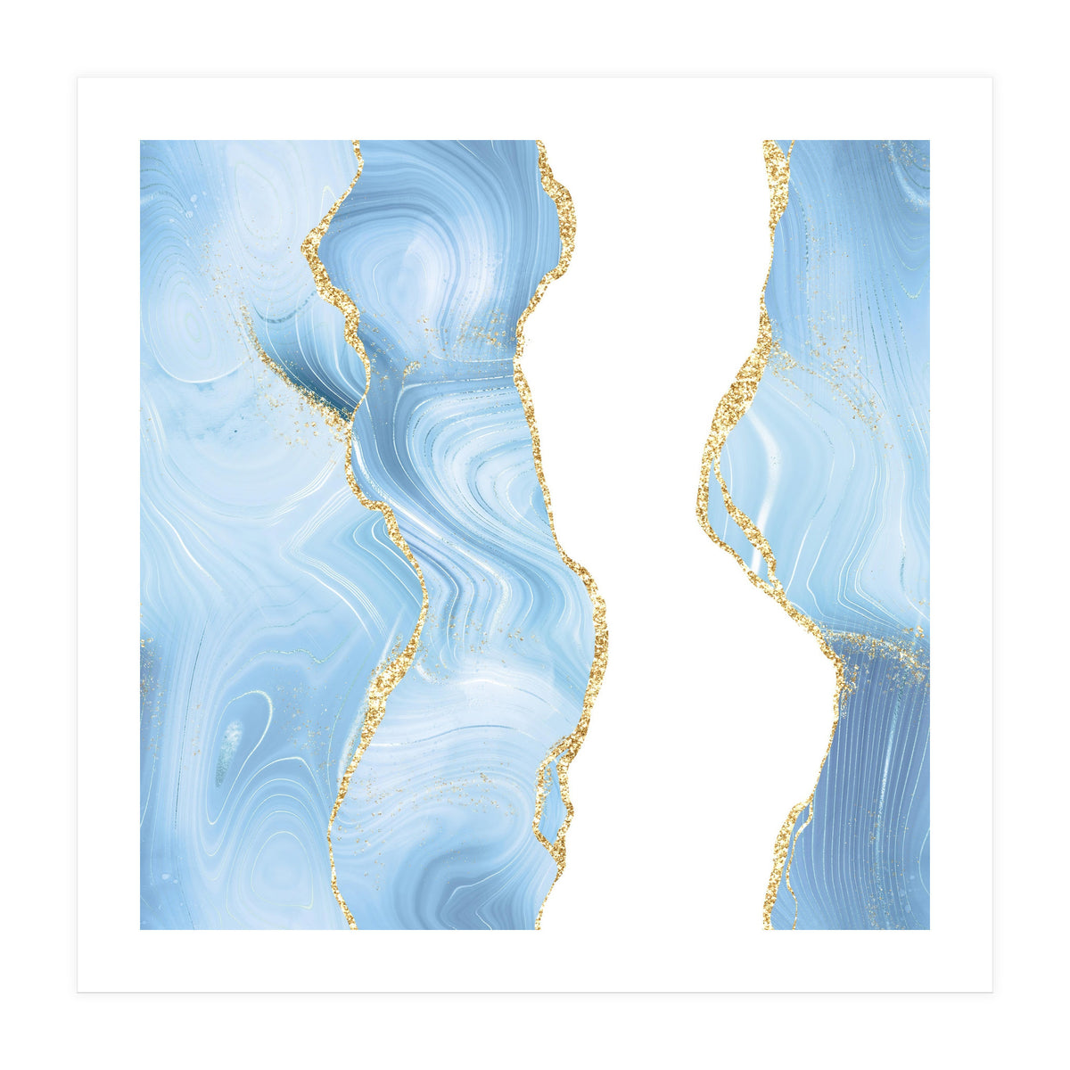 Blue & Gold Glitter Agate Texture 07 (Print Only)