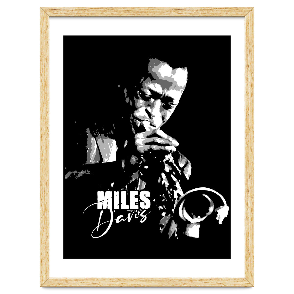 Miles Davis American Jazz Trumpeter in Grayscale