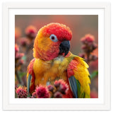 Close Up Of A Sun Conure Parrot With Bright Feathers thumbnail