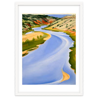 Georgia O’Keeffe – Chama River, Ghost Ranch (1937) | Serene Southwestern Landscape in Bold Modernist Forms