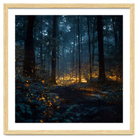 Enchanted Midnight Forest with Glowing Fireflies