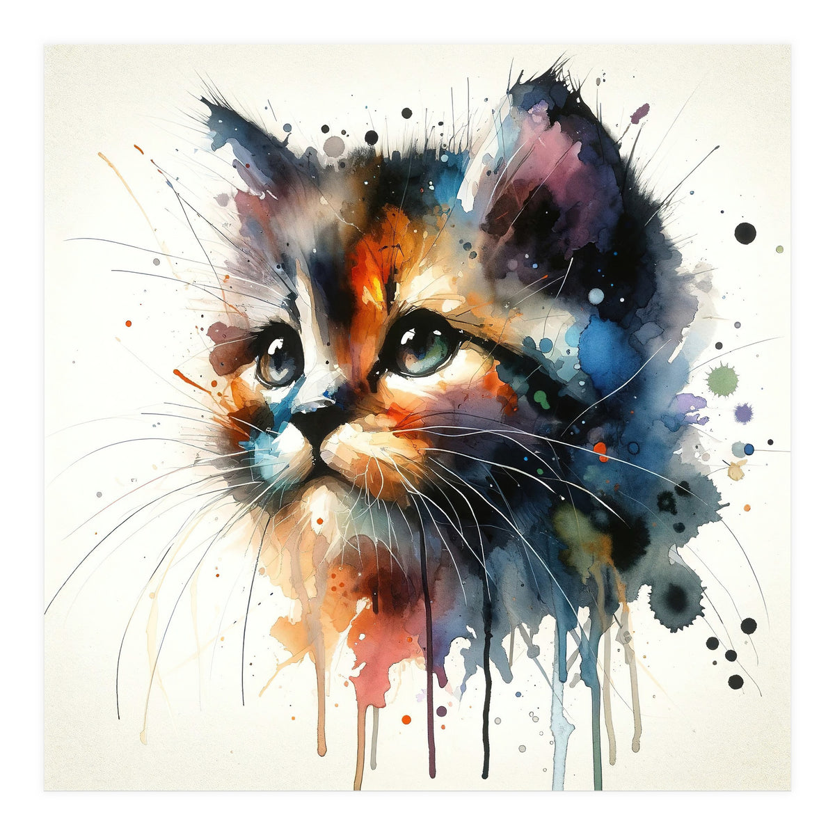 Colorful Kitten Portrait (Print Only)
