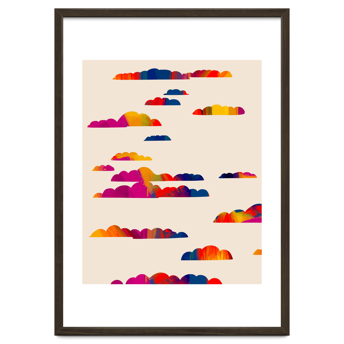 Totem Clouds, Colorful Sky Vibrant Eclectic Bohemian, Abstract Positivity Good Vibes Boho Contemporary Modern Painting