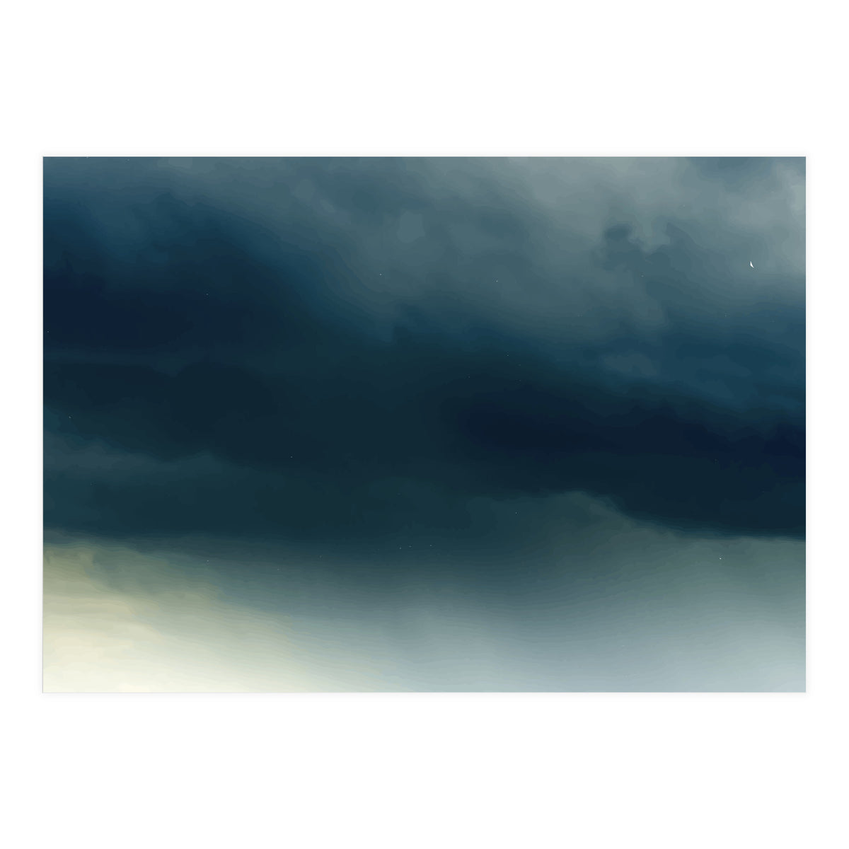 Storm Rain Clouds Watercolor Painting Blue Minimal Dark Sky Graphic (Print Only)