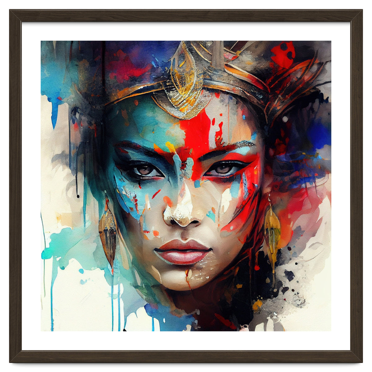 Crowned Mask Asian Warrior Portrait