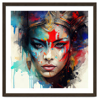 Crowned Mask Asian Warrior Portrait