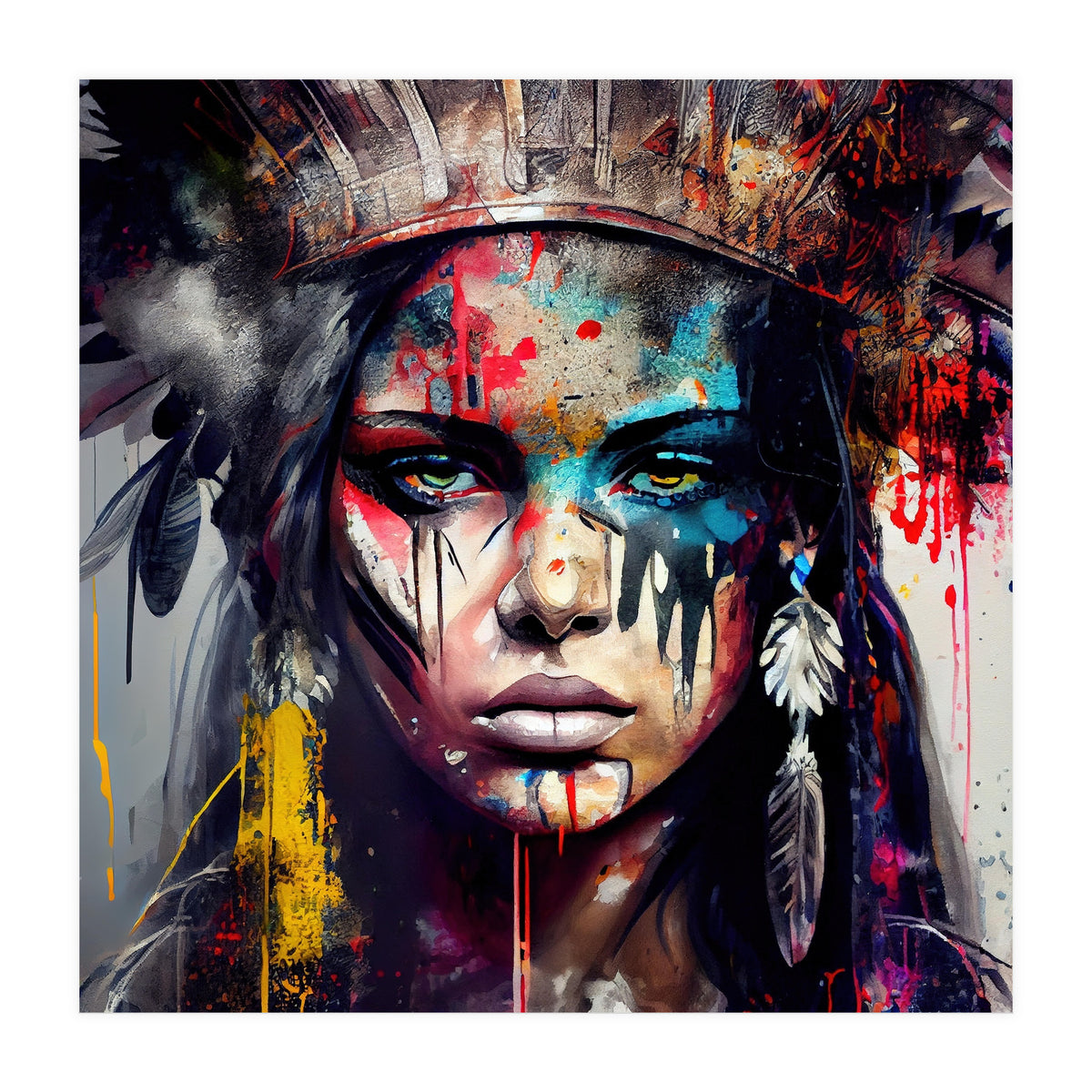 Powerful American Native Warrior Woman #5 (Print Only)
