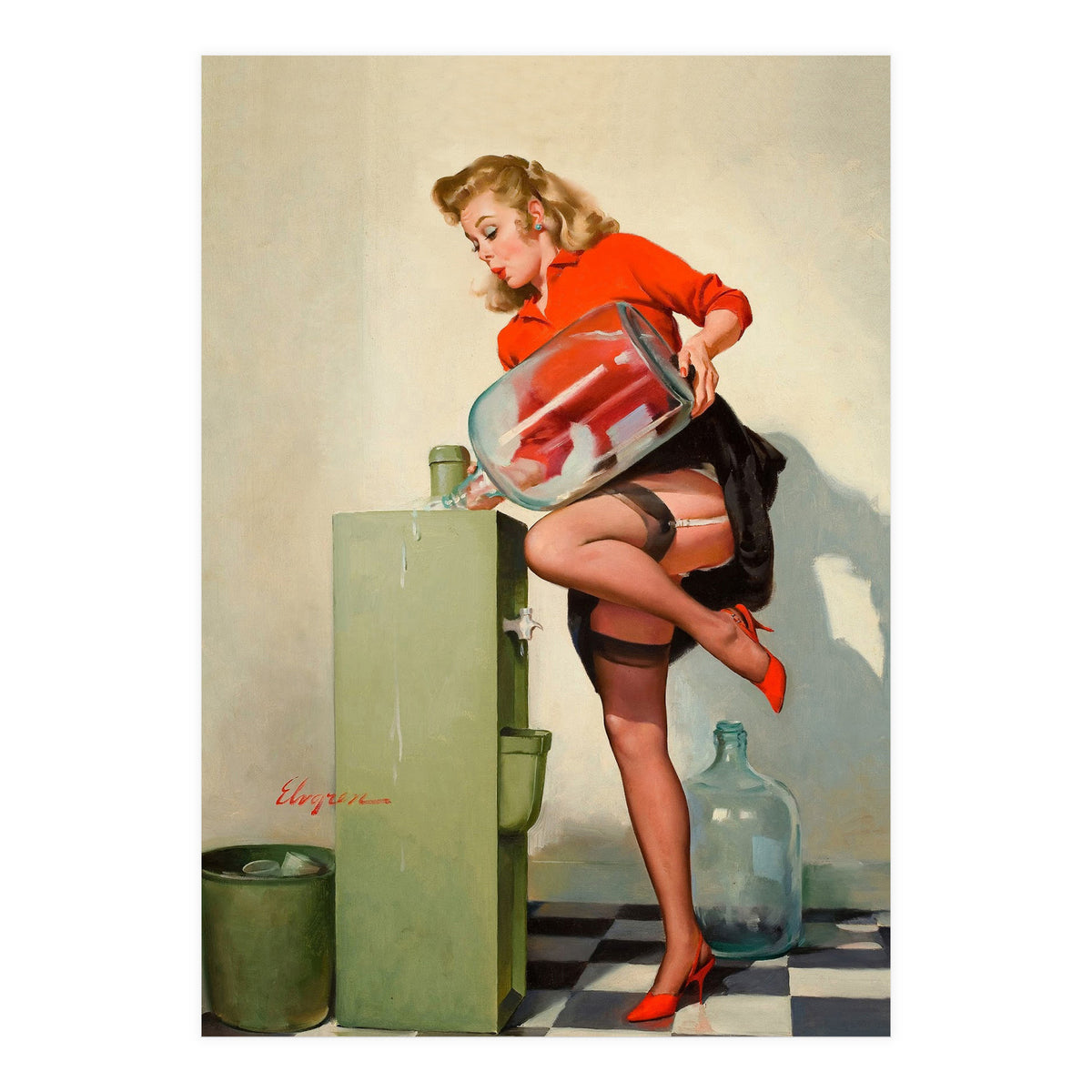 Pinup Sexy Water Cooler Girl (Print Only)