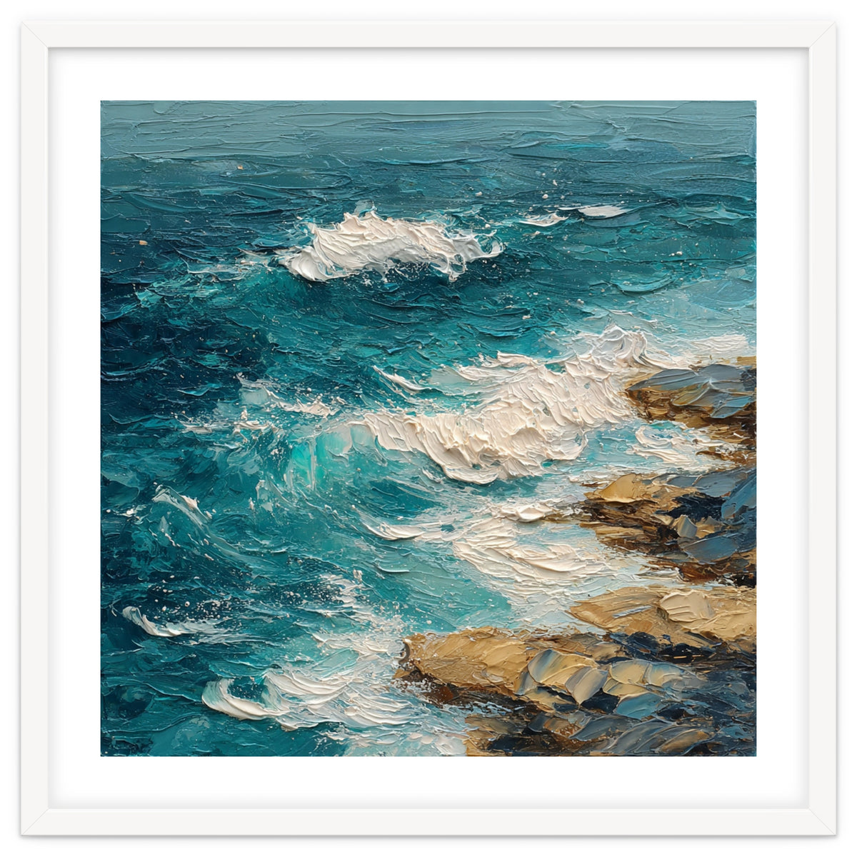 Dynamic Coastal Swell with Sculpted Turquoise Waves