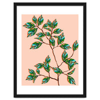 Peach Fuzz Botanical, Nature Blush Plants Illustration, Eclectic Color Of The Year 2024, Bohemian Leaves Vintage