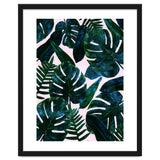 Tropical Nature Monstera Watercolor Painting, Botanical Jungle Dark Palm Illustration thumbnail