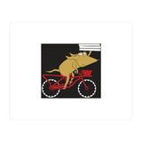Cartoon Dog Marty cycling with Pizza (Print Only) thumbnail
