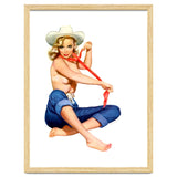 Pinup Texas Girl With White Cowboy Hat thumbnail