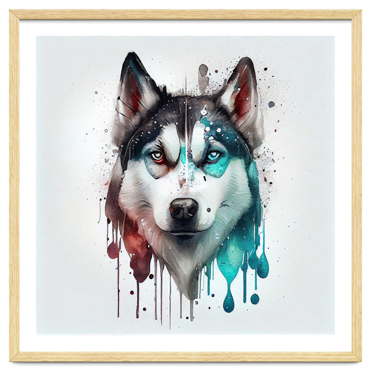 Watercolor Siberian Husky Dog