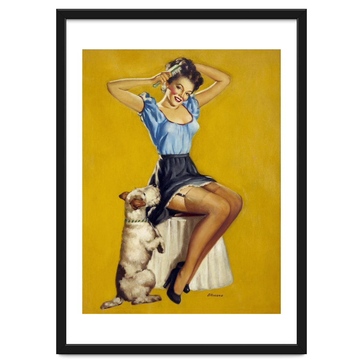 Pinup Woman Posing With Her Dog