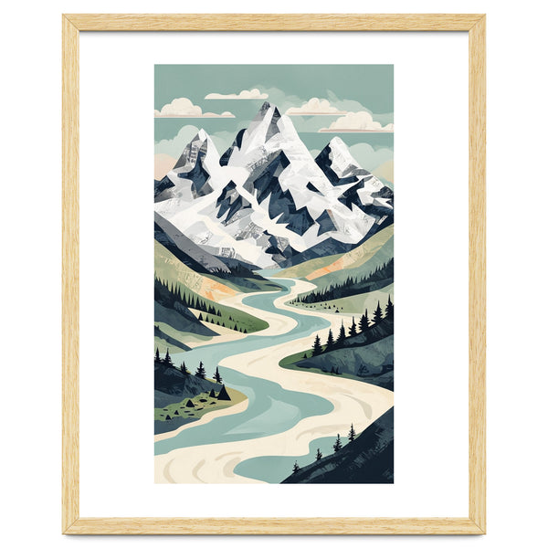 Majestic Alpine Peaks: Organic Modern Landscape Art