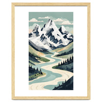 Majestic Alpine Peaks: Organic Modern Landscape Art