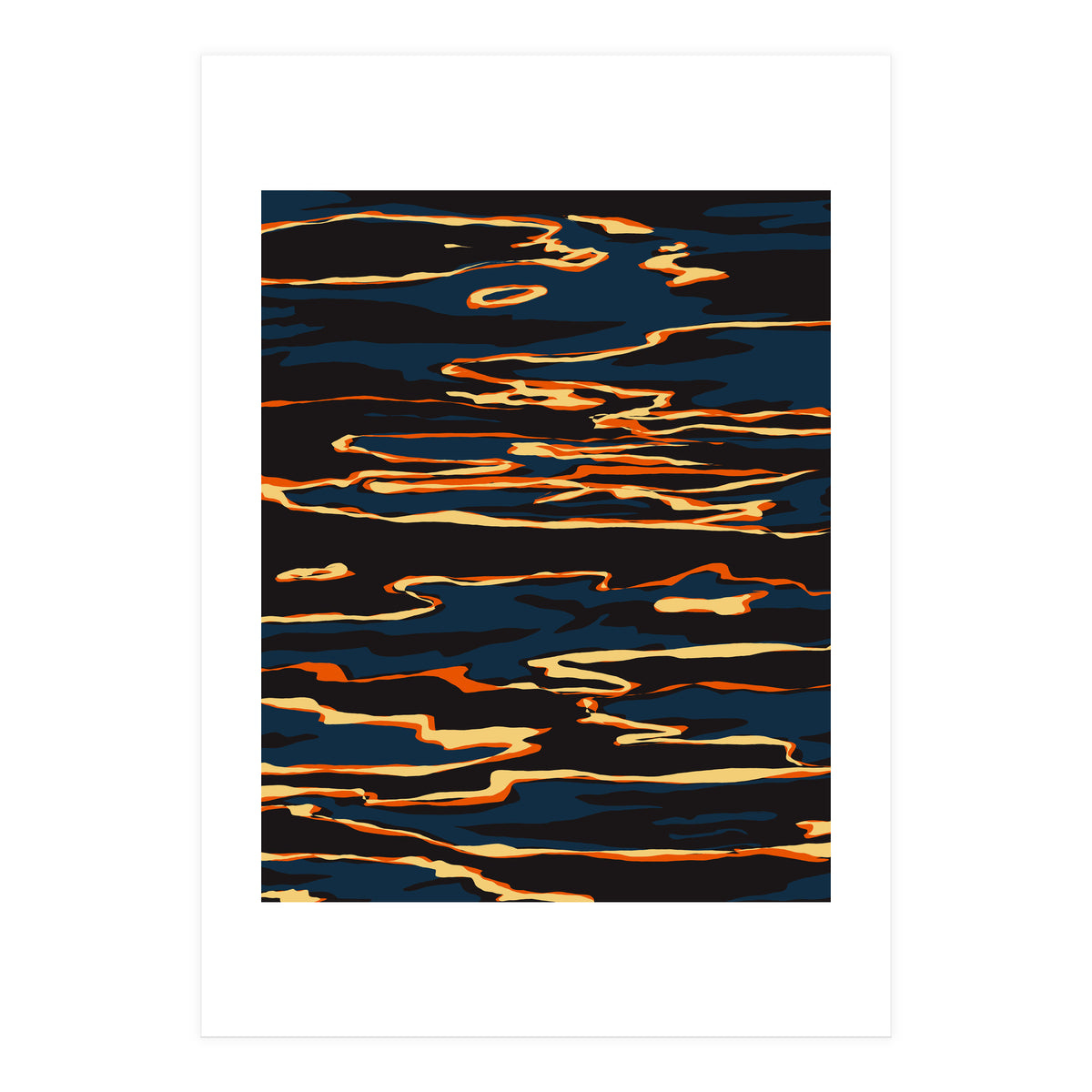 Sunset Reflection, Positivity Hope Growth Optimism Mindset, Nature Marble Dark Ocean (Print Only)
