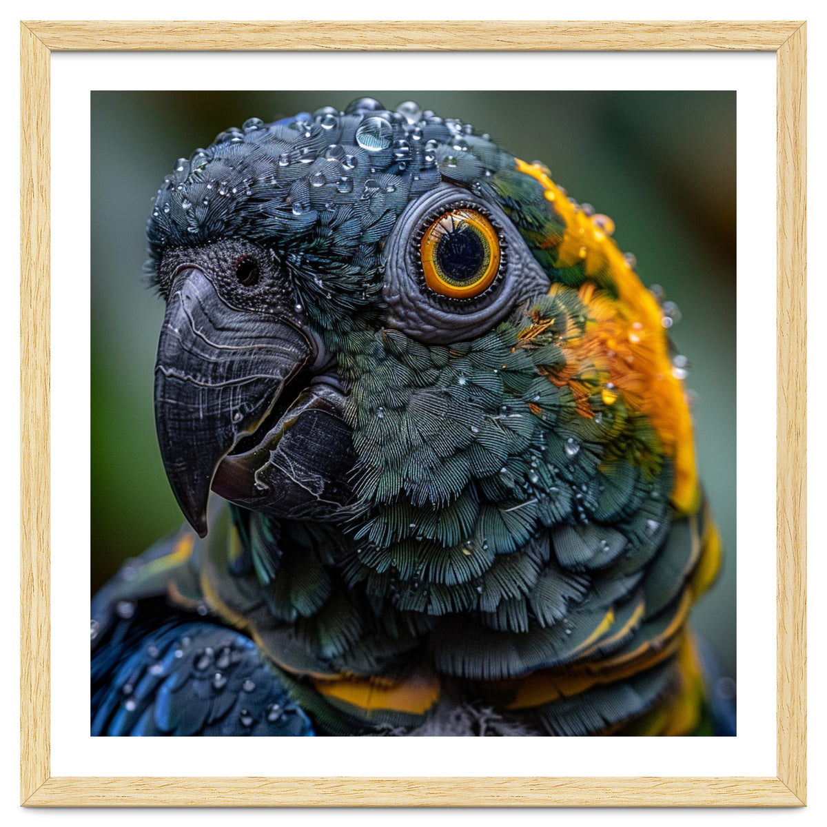 Close Up Of A Wet Macaw Parrot Head