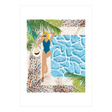Click, Summer Travel Poolside Swim, Moroccan Tiles Staycation Vacation Holiday, Bohemian Woman Swimsuit Fashion Pose (Print Only) thumbnail