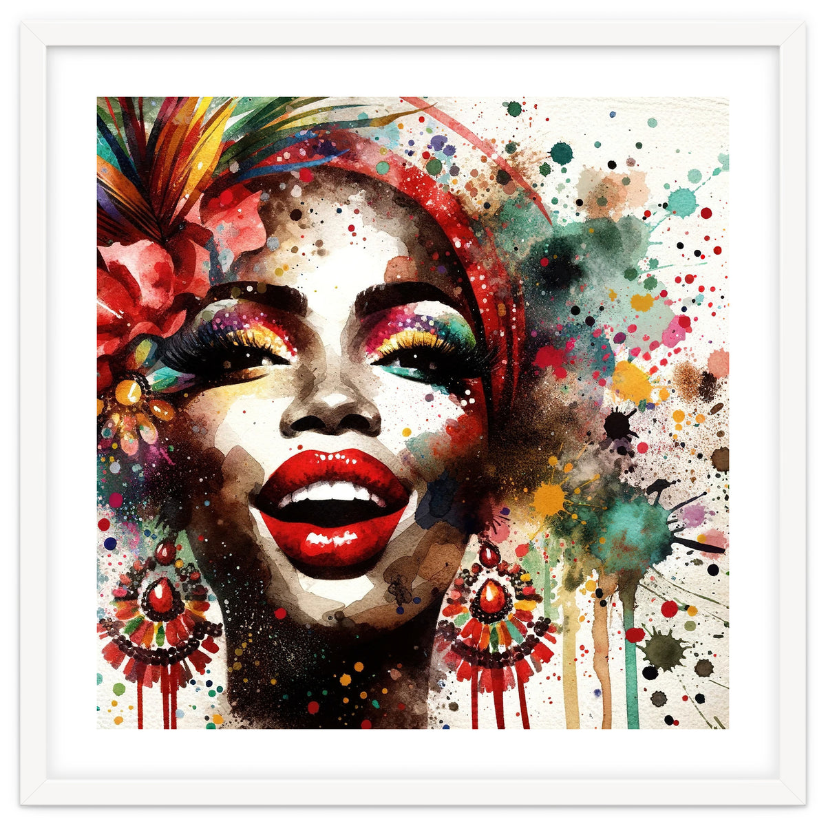Brazilian Carnival Watercolor Portrait