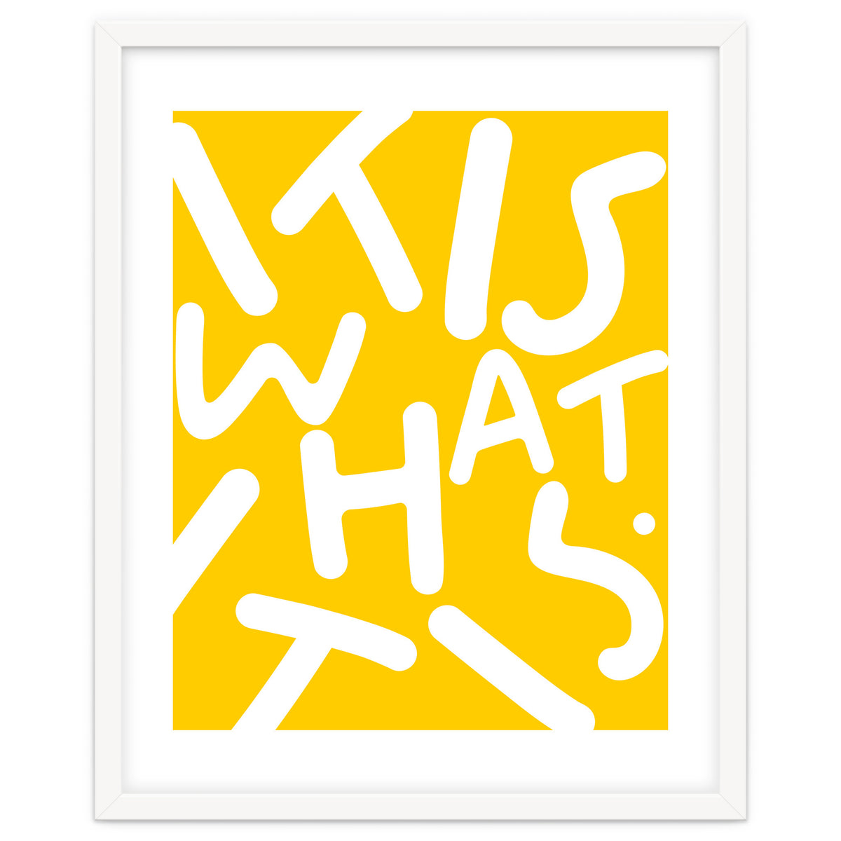 It Is What It Is. Typography Funky Quote Saying Words, Minimal Positivity Bright Yellow, Fun Quirky Eclectic Bohemian Contemporary Modern