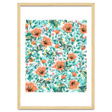 Tangerine Dreams, Orange & Mint Botanical Jungle Watercolor Painting, Colorful Plants Floral Summer thumbnail