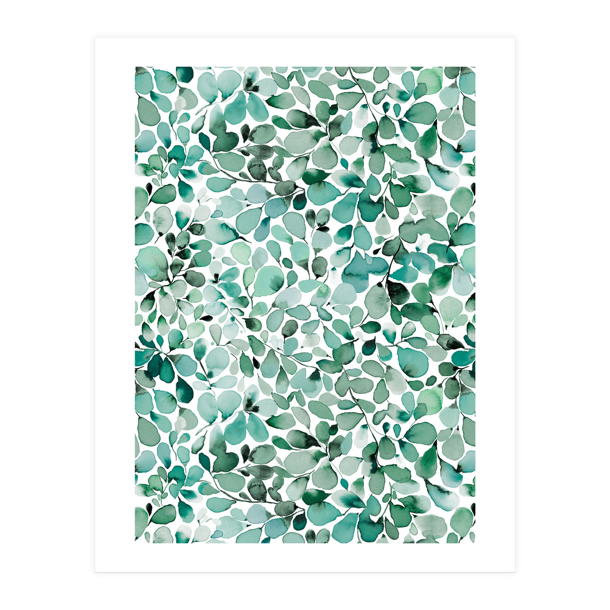 Leaffy Eucalyptus Botanical Leaves Green (Print Only)