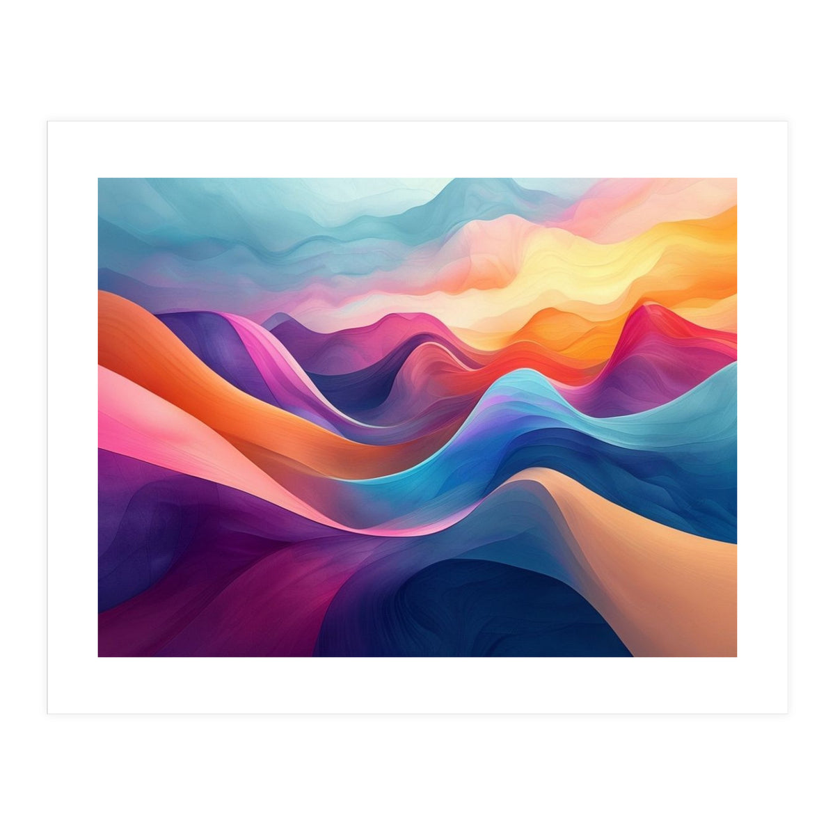 Vibrant Abstract Flowing Peaks Art (Print Only)