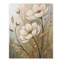 Elegant White Anemone Floral Oil Painting (Print Only)