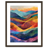 Jewel-Toned Abstract Mountain Landscape Wall Art
