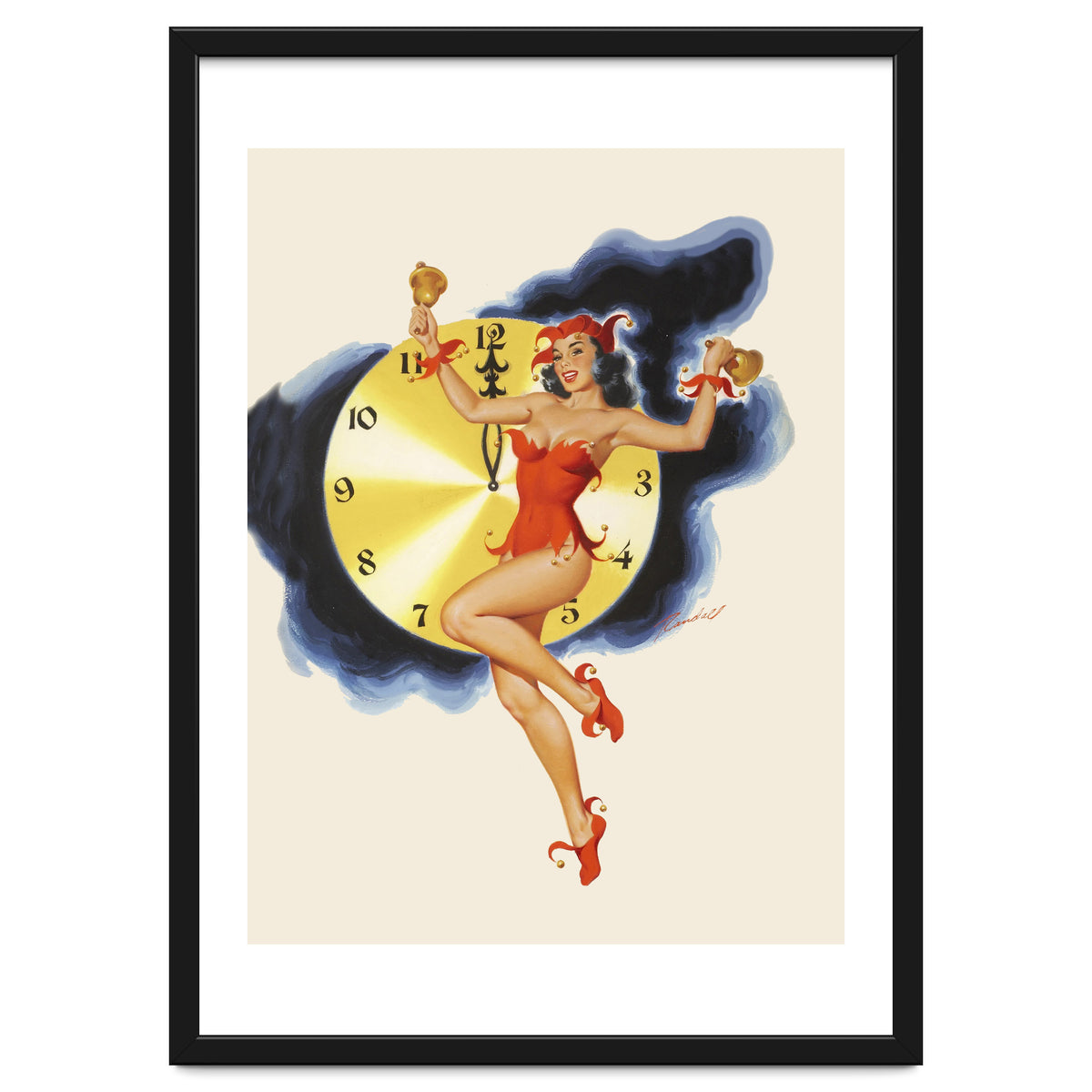 Pinup Girl Celebrating New Year