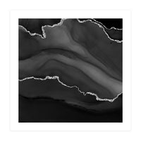 Black & Silver Agate Texture 01  (Print Only)