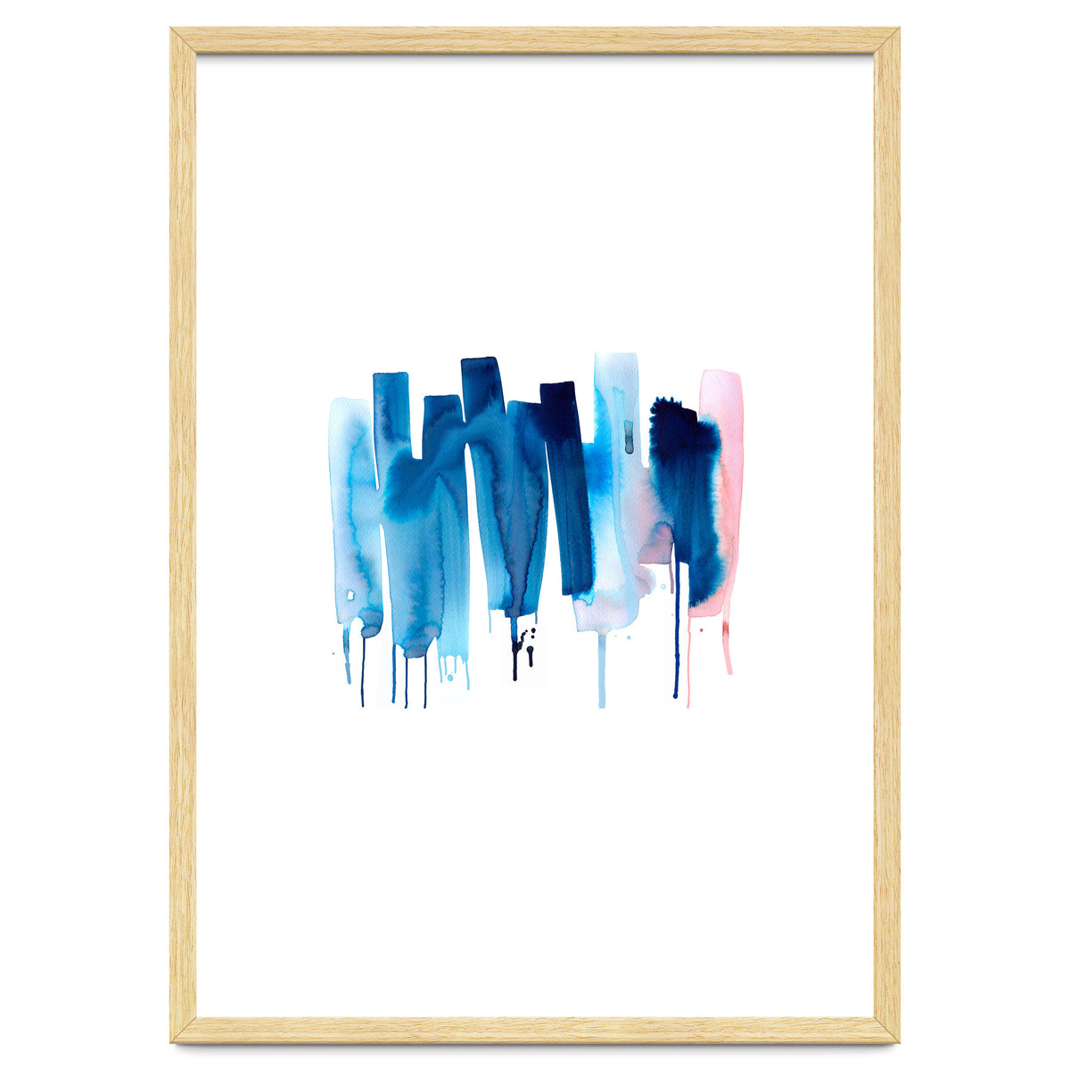 Abstract Watercolor Stripes Minimal Blue