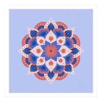 Mandala flower - blue and coral (Print Only)