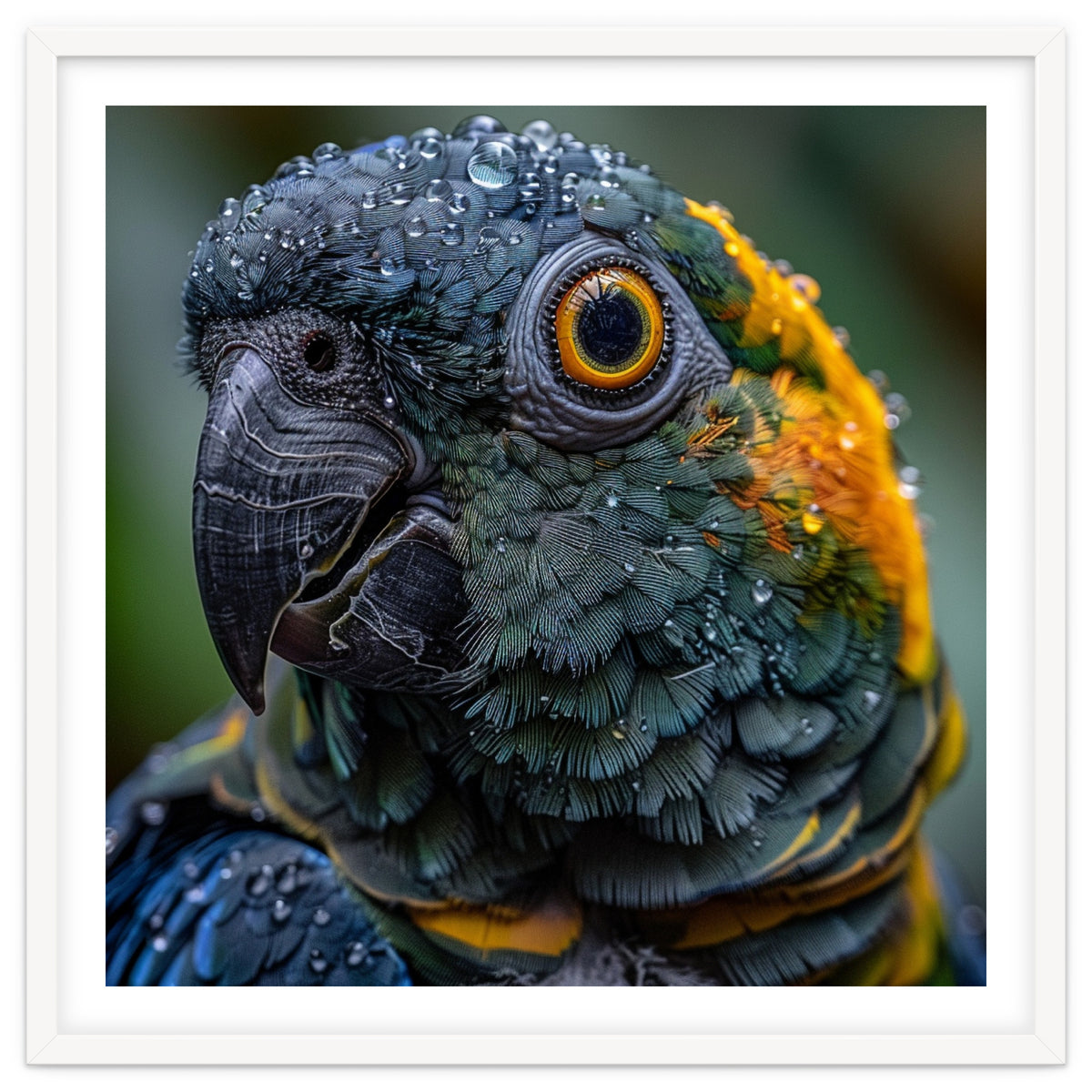 Close Up Of A Wet Macaw Parrot Head