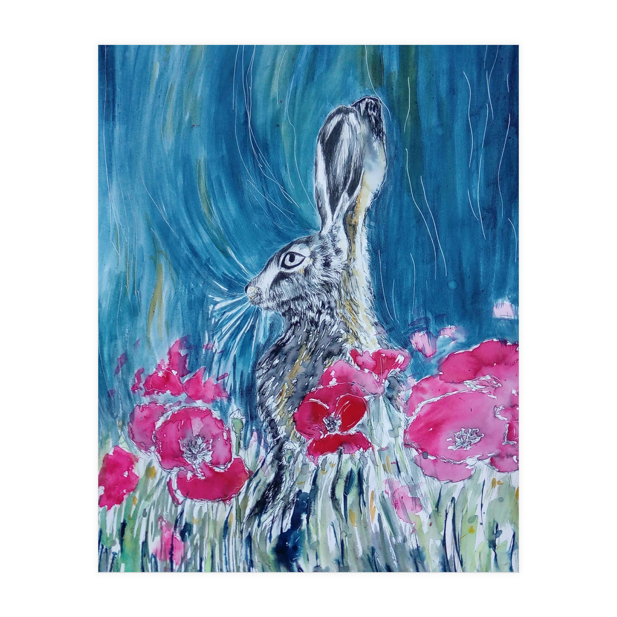 Hare And Poppies (Print Only)