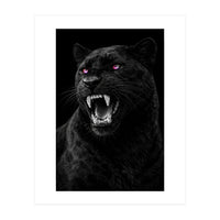 Black leopard with colorful eyes portrait (Print Only)