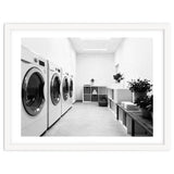 Minimalist Black and White Laundry Room Art, Washing Machine Photography thumbnail