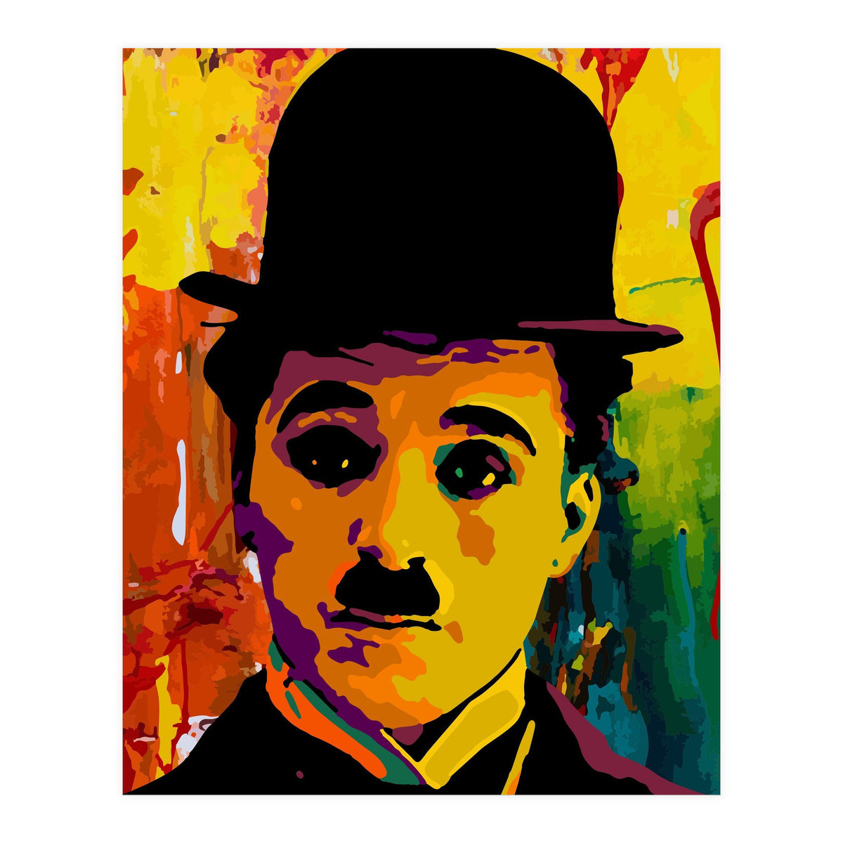 Charlie Chaplin Colorful Abstract Art (Print Only)