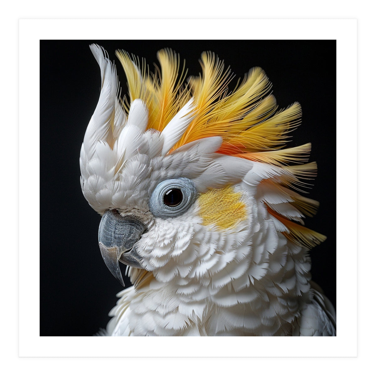 Close Up Cockatoo Portrait Yellow Crested Bird (Print Only)